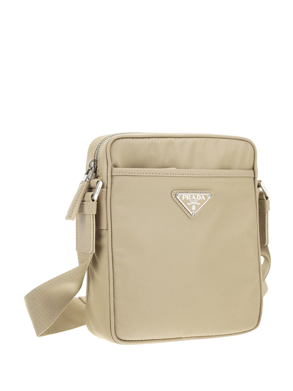 Re-Nylon and Saffiano Leather Shoulder Bag - Powder