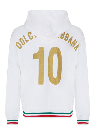 Jersey hoodie with patch - White