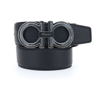 Reversible And Adjustable Gancini Belt - Black / Brown