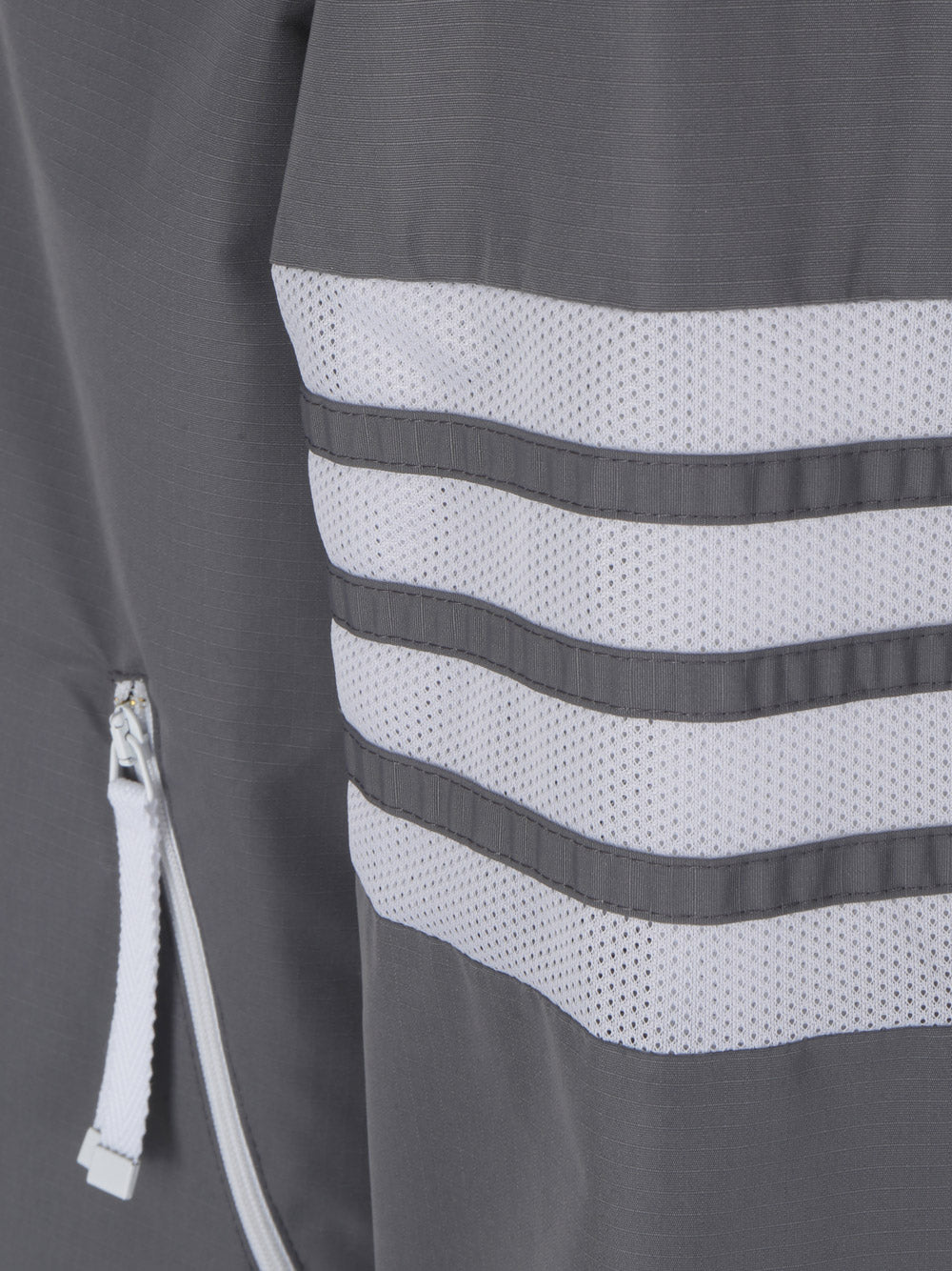 Sustainable Ripstop Mesh 4-Bar Hooded Zip Up Jacket - Grey