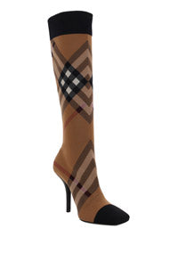 Knitted Check Sock Boots