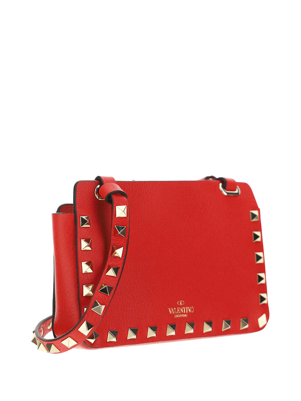 Rockstud Smartphone Leather Crossbody Bag - Red