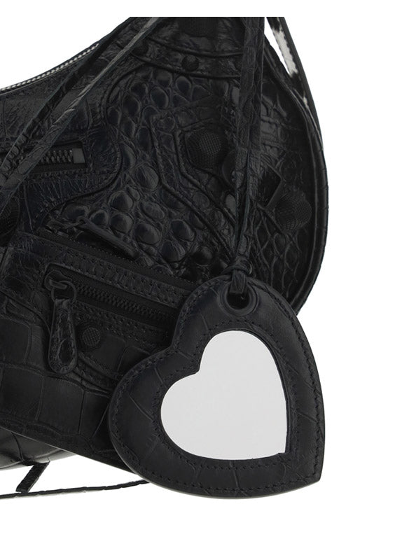 Le Cagole XS Shoulder Bag Crocodile Embossed - Black