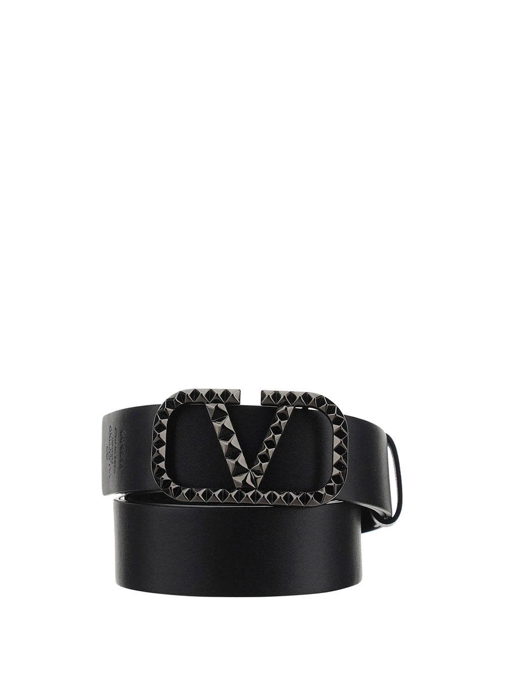 VLogo Signature Belt In Grainy Calfskin - Black