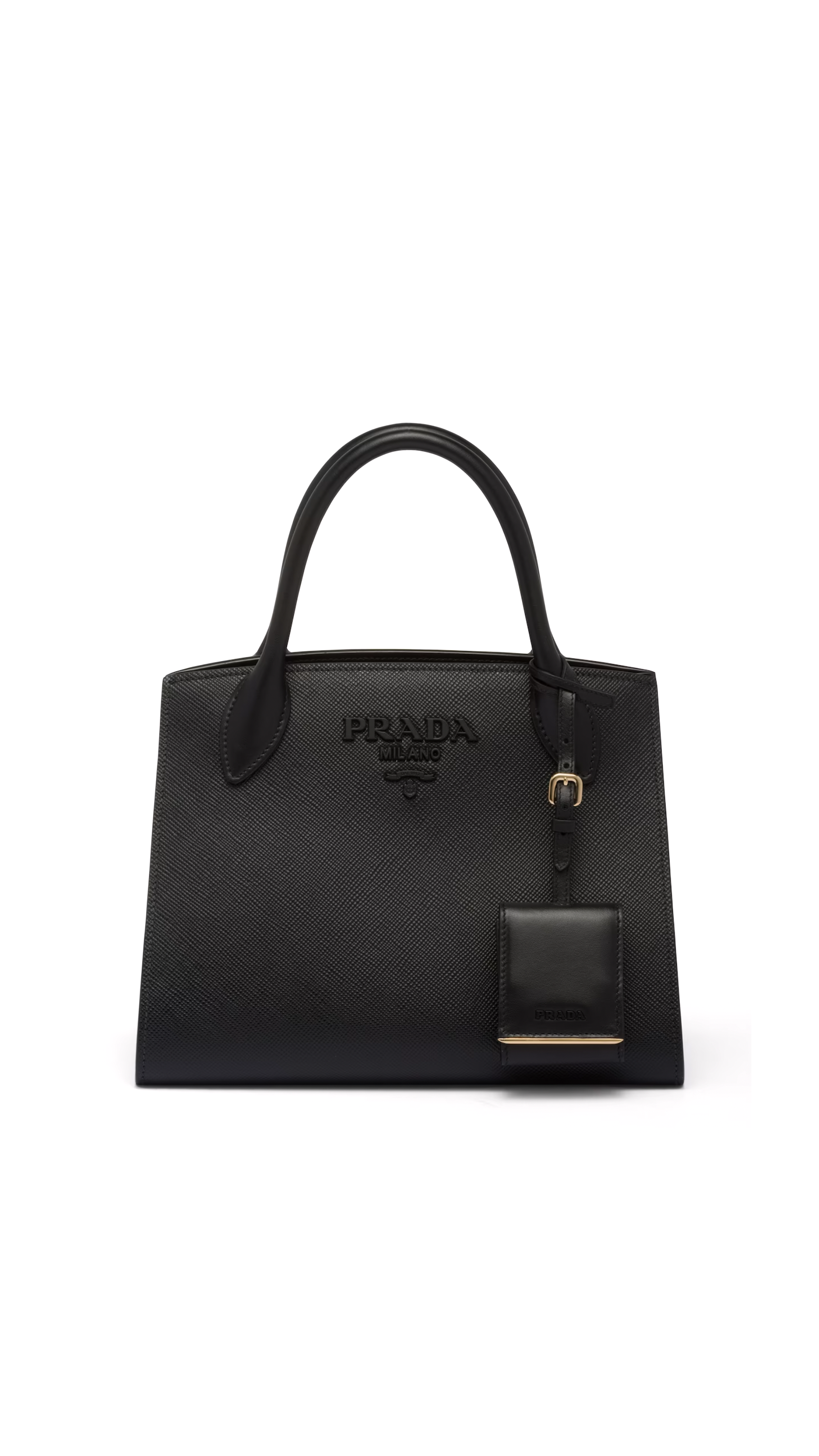Prada Monochrome Saffiano Leather Small Bag in Black