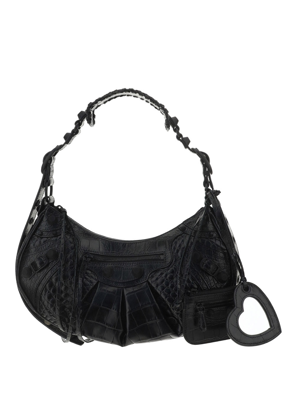 Le Cagole XS Shoulder Bag Crocodile Embossed - Black