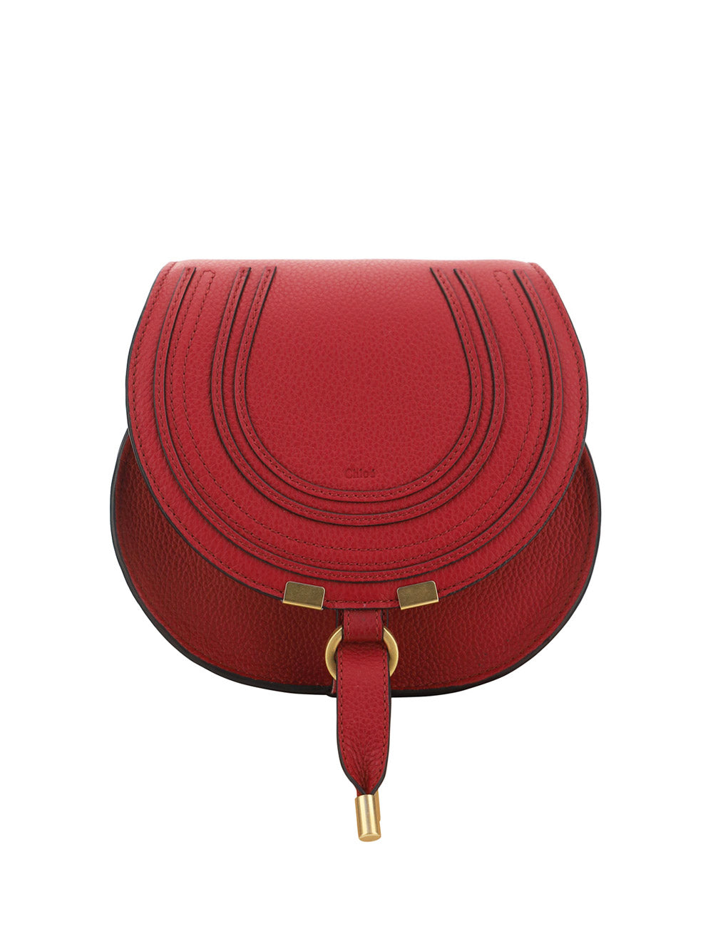 Mini Marcie Saddle Bag in Grained Calfskin - Smoked Red