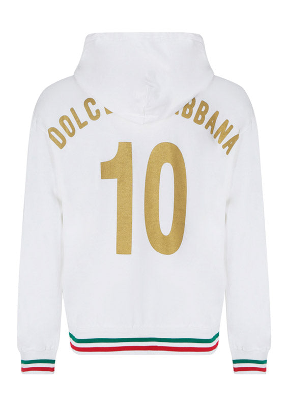 Jersey hoodie with patch - White