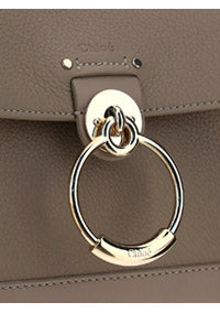 Mini Tess Day Bag in Grained & Shiny Calfskin - Powder