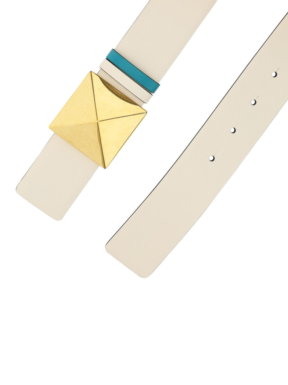 Reversible One Stud Belt In Calfskin 40MM - White / Blue