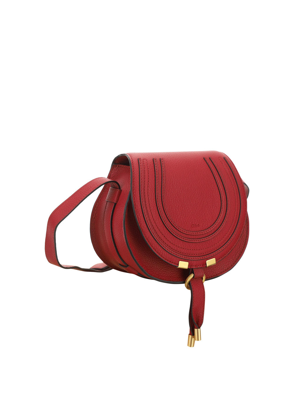 Mini Marcie Saddle Bag in Grained Calfskin - Smoked Red