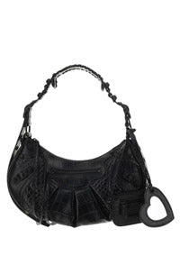Le Cagole XS Shoulder Bag Crocodile Embossed - Black