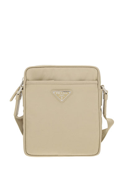 Re-Nylon and Saffiano Leather Shoulder Bag - Powder