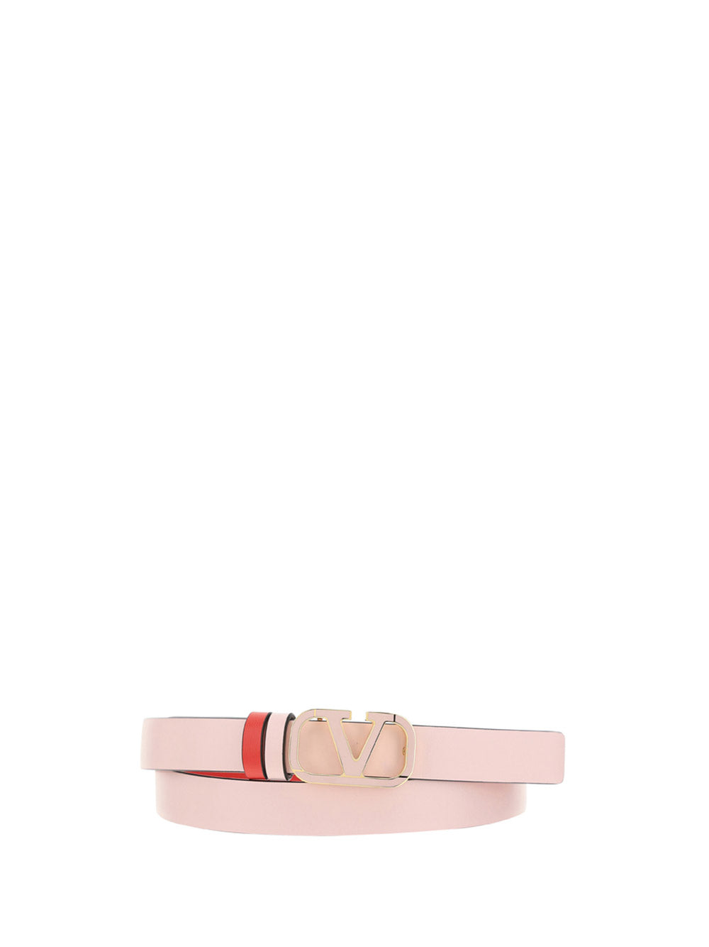 Reversible VLogo Signature Belt In Shiny Calfskin 20MM - Pink / Red