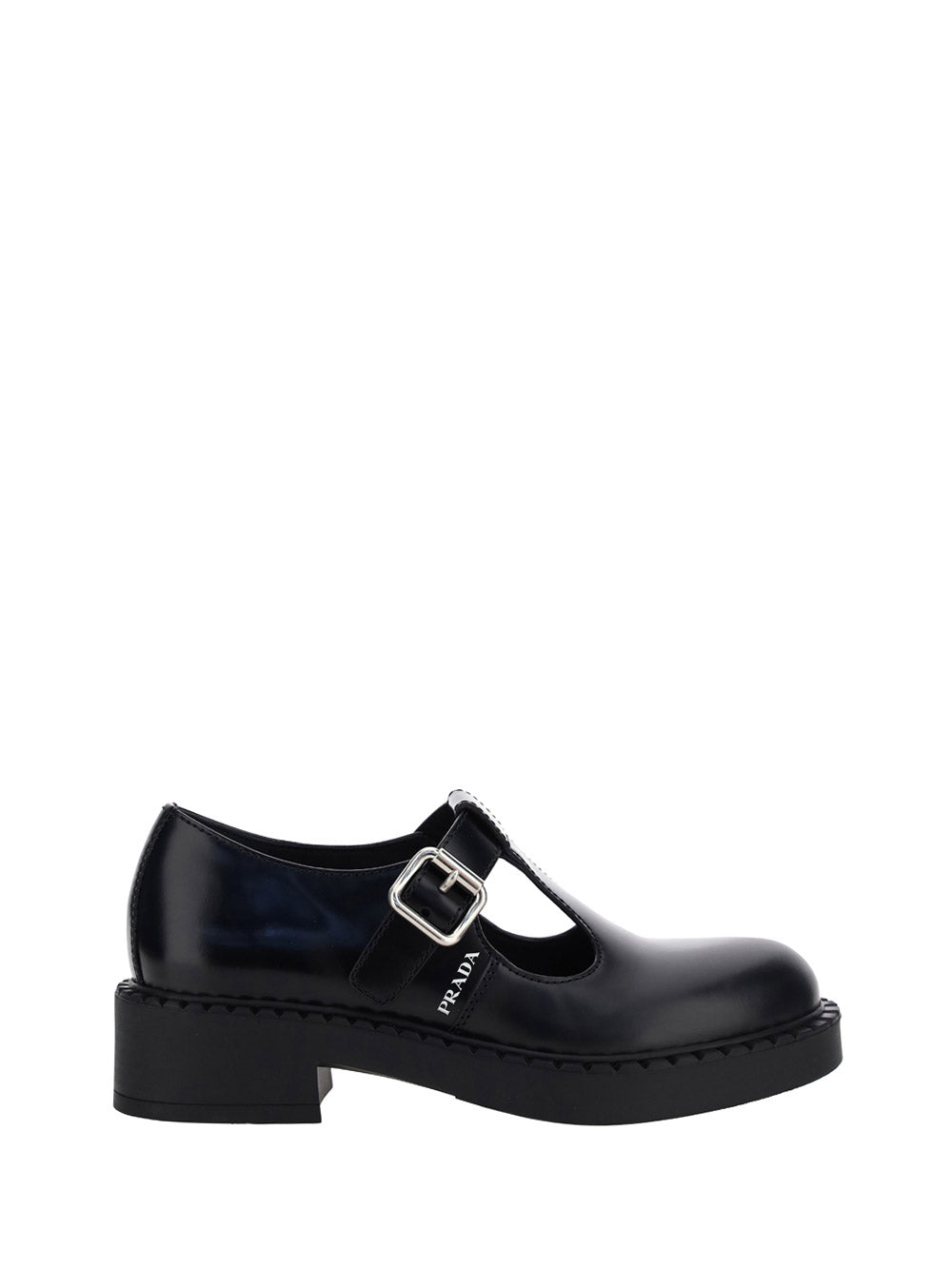 Brushed Leather Mary Jane T-strap Shoes - Black