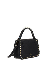 Small Rockstud Grainy Calfskin Handbag - Black