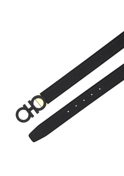 Reversible And Adjustable Gancini Belt - Black / Blue Marine