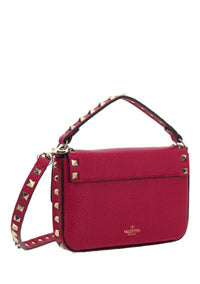 Rockstud Grainy Calfskin Pouch - Blossom