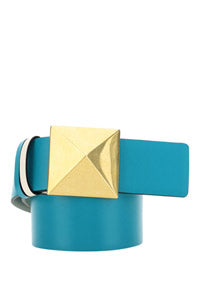 Reversible One Stud Belt In Calfskin 40MM - White / Blue
