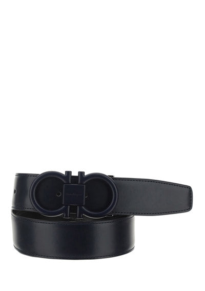 Adjustable And Reversible Gancini Belt - Blue Marine