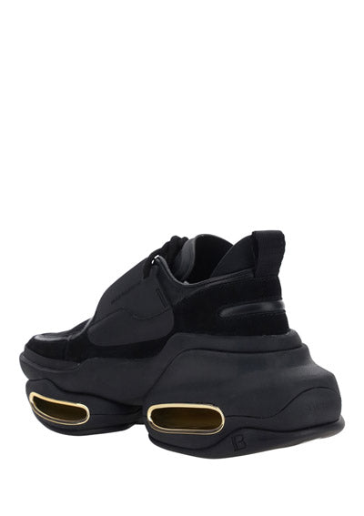 Black Leather and Suede B Bold Low-top Sneakers - Black
