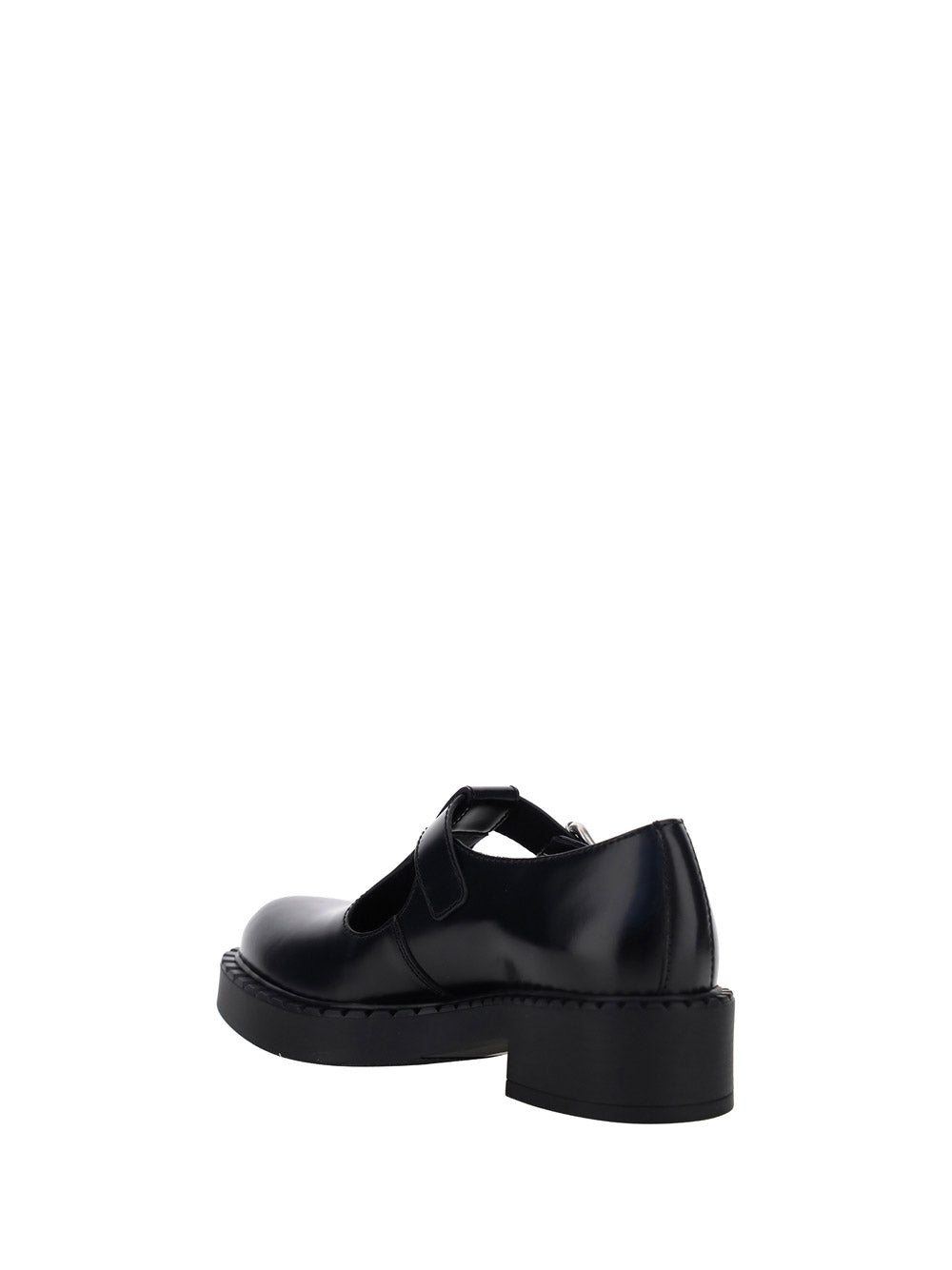 Brushed Leather Mary Jane T-strap Shoes - Black