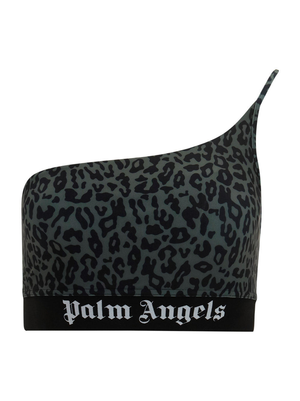 Leopard One Shoulder Track Top - Black