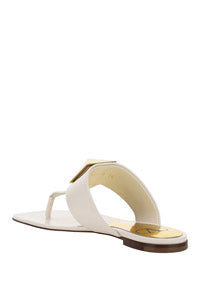 One Stud Calfskin Flat Thong Sandal - Light Ivory