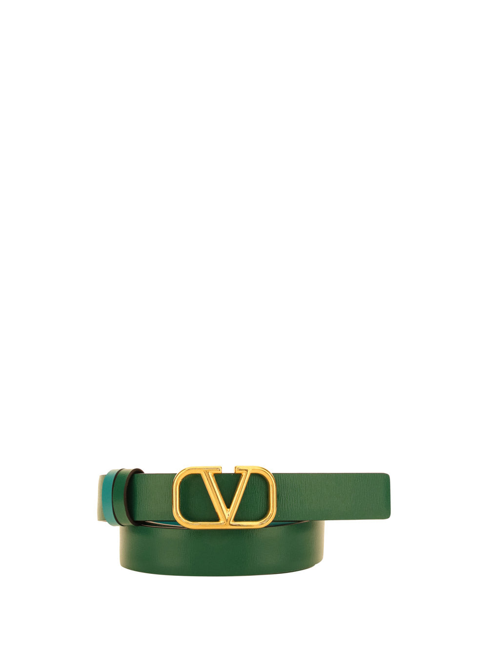 Reversible Vlogo Signature Belt In Shiny Calfskin 20MM- Green / Blue