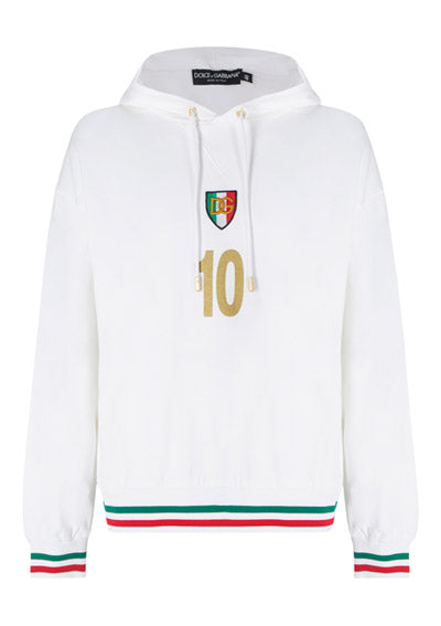 Jersey hoodie with patch - White