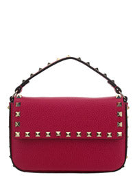 Rockstud Grainy Calfskin Pouch - Blossom
