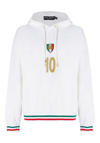 Jersey hoodie with patch - White