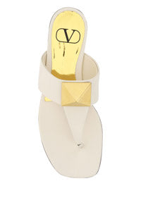 One Stud Calfskin Flat Thong Sandal - Light Ivory