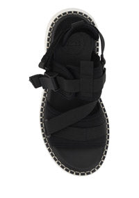 Lilli Sporty Flat Sandal In Recycled Textile - Black