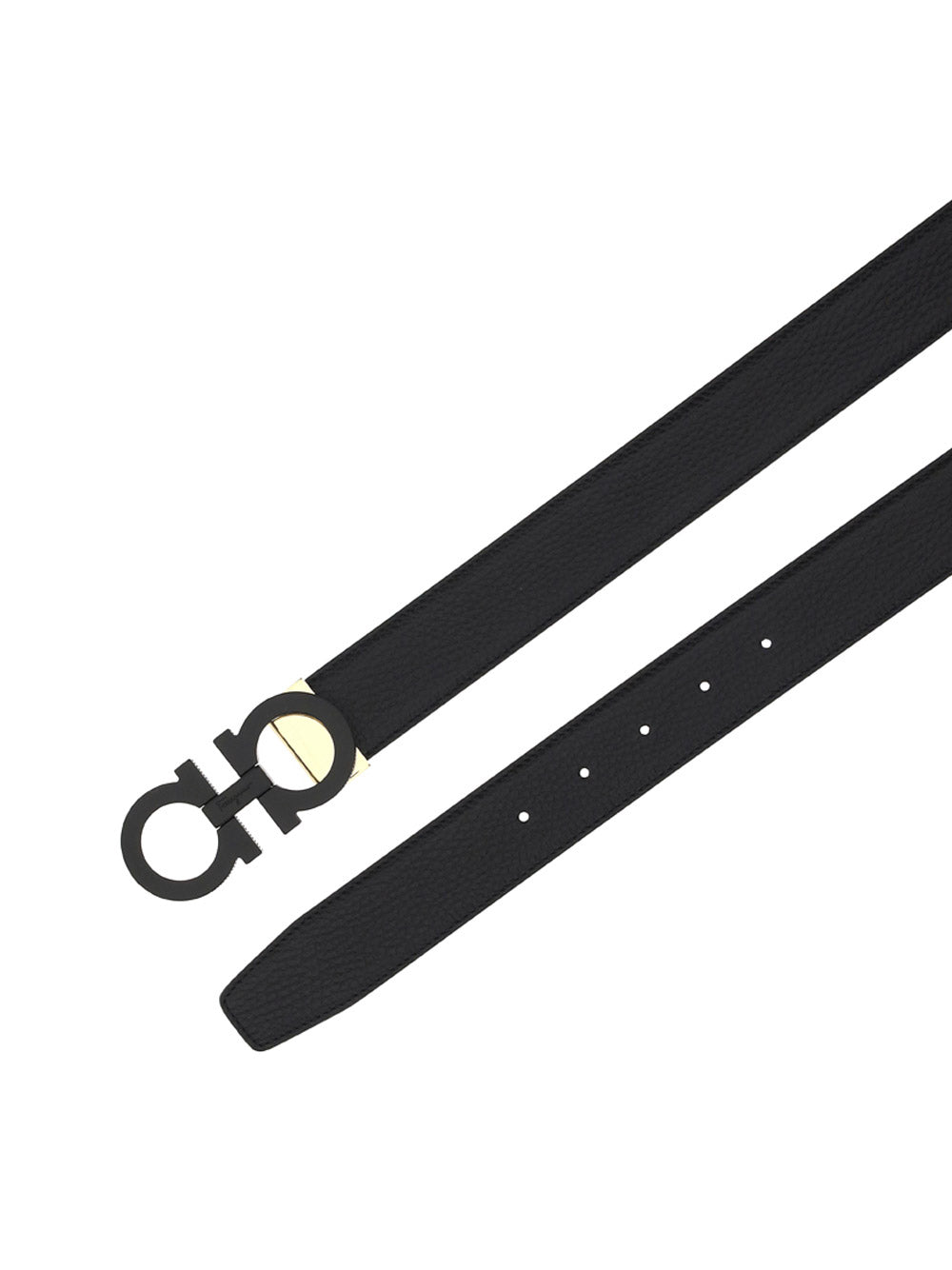 Reversible And Adjustable Gancini Belt - Black / Blue Marine