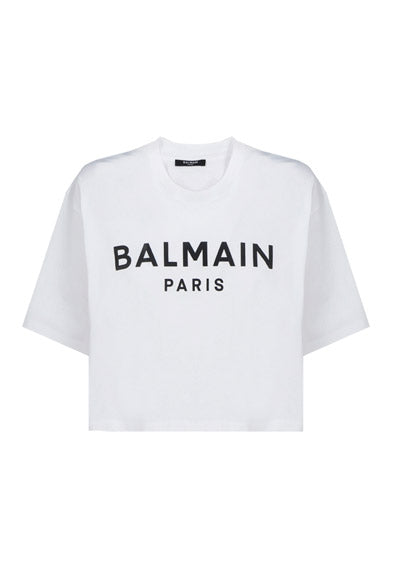 Logo Print Cropped T-Shirt - White