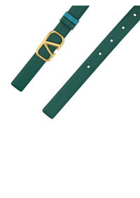 Reversible Vlogo Signature Belt In Shiny Calfskin 20MM- Green / Blue