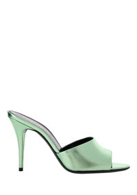 La 16 Mules In Metallic Leather - Green