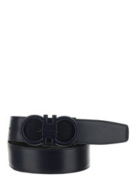 Adjustable And Reversible Gancini Belt - Blue Marine