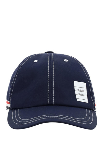 Typewriter Cloth Contrast Stitch 6-Panel Baseball Cap - Navy
