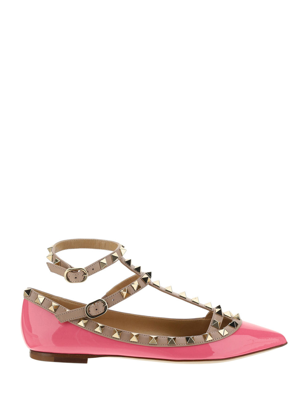 Patent Rockstud Caged Ballet Flat - Pink / Poudre