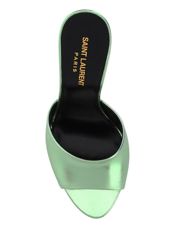 La 16 Mules In Metallic Leather - Green