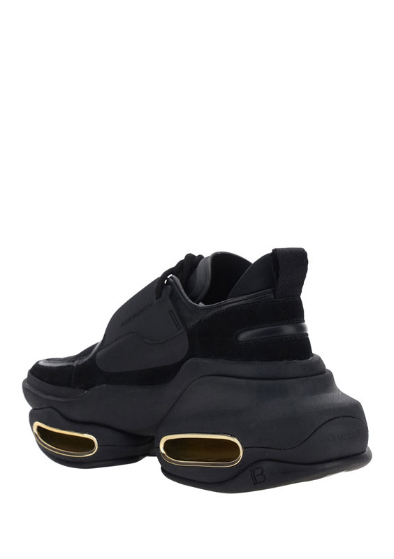 Black Leather and Suede B Bold Low-top Sneakers - Black