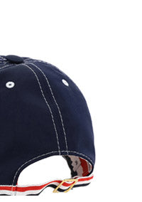 Typewriter Cloth Contrast Stitch 6-Panel Baseball Cap - Navy