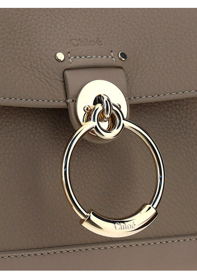 Mini Tess Day Bag in Grained & Shiny Calfskin - Powder