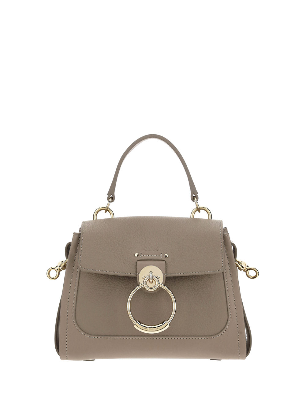 Mini Tess Day Bag in Grained & Shiny Calfskin - Powder