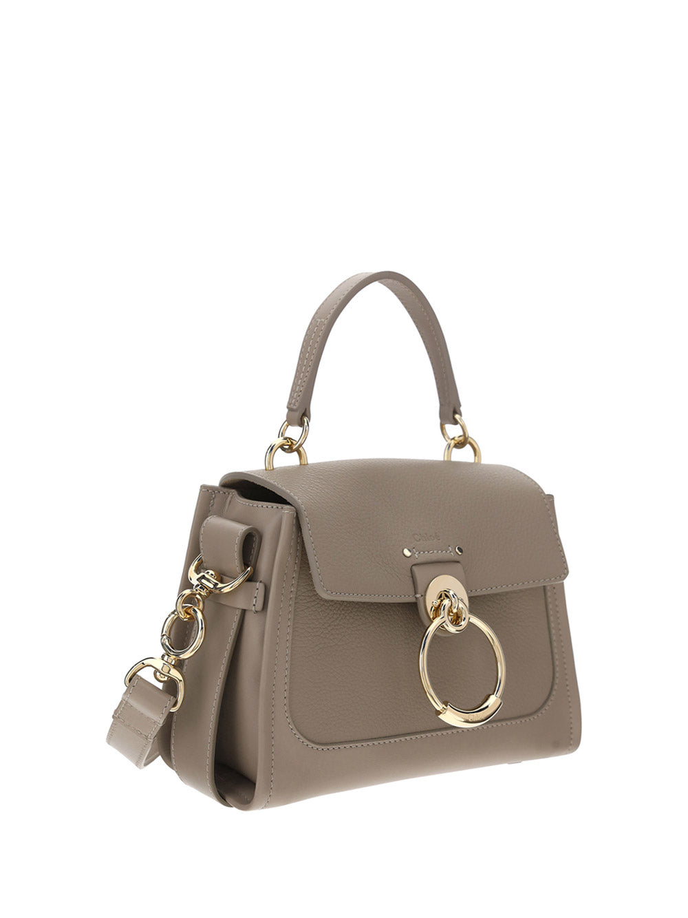 Mini Tess Day Bag in Grained & Shiny Calfskin - Powder