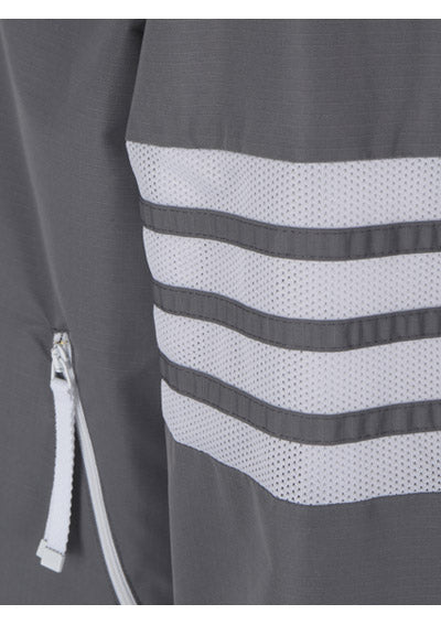 Sustainable Ripstop Mesh 4-Bar Hooded Zip Up Jacket - Grey