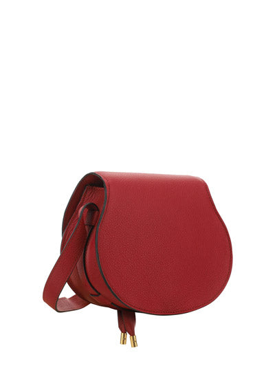 Mini Marcie Saddle Bag in Grained Calfskin - Smoked Red
