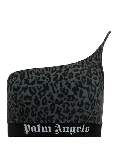 Leopard One Shoulder Track Top - Black